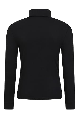 Mountain Warehouse Camiseta térmica Interior Meribel para Hombre - 100% algodón Peinado, Cuello Vuelto, Transpirable, Secado rápido y Mangas Ajustadas, fácil Cuidado, Invierno Negro XL
