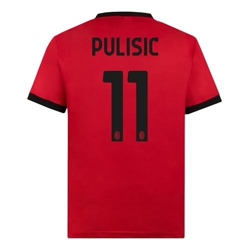 AC Milan Camiseta Home Réplica Estadio, Temporada 2023/24, Personalizable, Rojo Pulisic 11, XX-Large Unisex Adulto