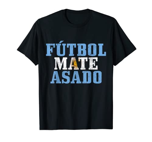 Futbol Mate Asado Argentina Bandera Argentina Orgullo Vintage Camiseta