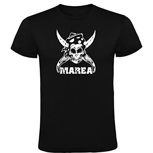 Camiseta Negra con Logotipo de Marea Hombre 100% Algodón Tallas S M L XL XXL Mangas Cortas (L)