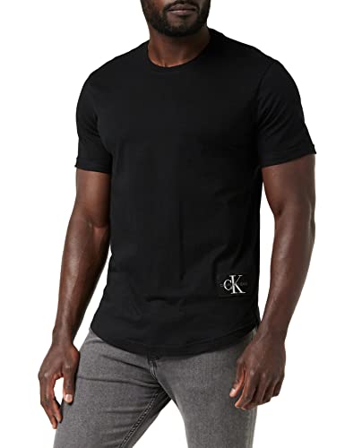 Calvin Klein Jeans BADGE TURN UP SLEEVE J30J315319, Camisetas de Punto de Manga Corta para Hombre, Ck Black, XL