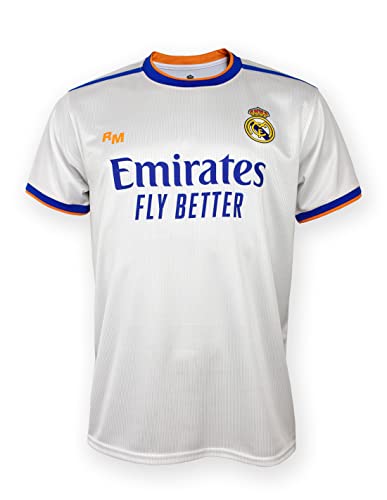 Real Madrid Conjunto niño Camiseta y Pantalón 1ª EQ. Temporada 2021-22 - Producto con Licencia - 100% Poliéster - Dorsal Liso - Talla niño 12 años