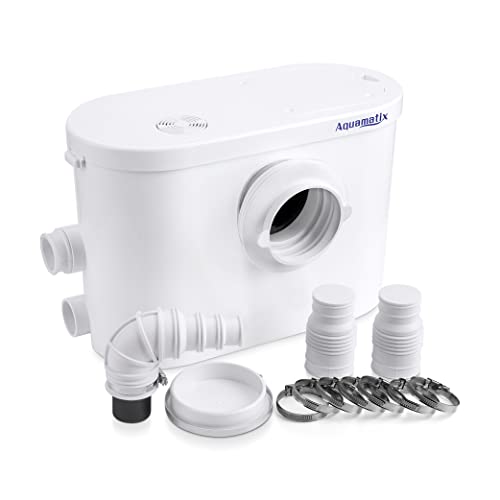 Aquamatix Silencio 3 Triturador sanitario Equipo elevador aguas residuales para inodoro, baño, lavabo, ducha silencioso con filtro de carbono integrado 400W