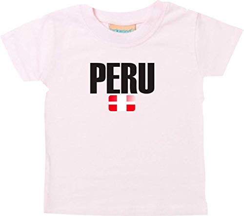 Shirtstown Bebé Niños Camiseta Fútbol Camiseta de País Peru - Rosa, 12-18Monate