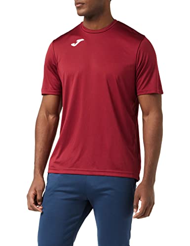 Joma - Camiseta Deportiva Manga Corta Hombre - Ligera y Transpirable Ideal para Todo Tipo de Deporte - Combi S- Burdeos
