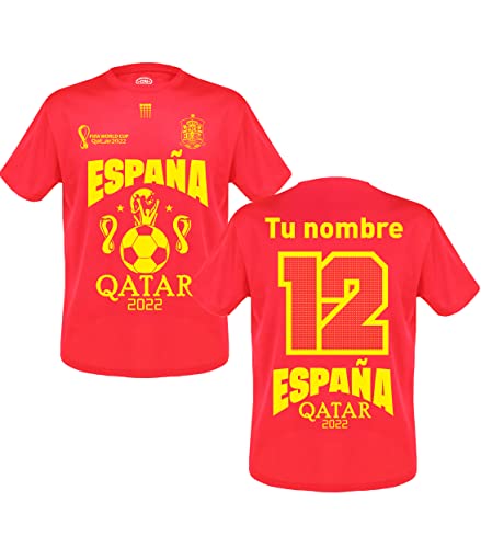 Camiseta de fútbol Personalizada · España · Mundial 2022 · Deporte · Poliéster 120grs (as4, Alpha, x_l, Regular, Regular, XL)