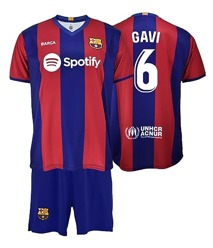 Futbol Club Barcelona Camiseta y Pantalón - GAVI 6 - Primera Equipación Temporada 2023/2024 - Réplica Oficial con Liciencia Niño (12 Años)