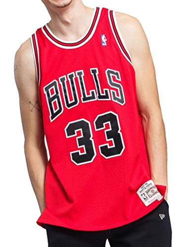 Mitchell & Ness Chicago Bulls Blusas, Rojo (Scarlet), XL para Hombre