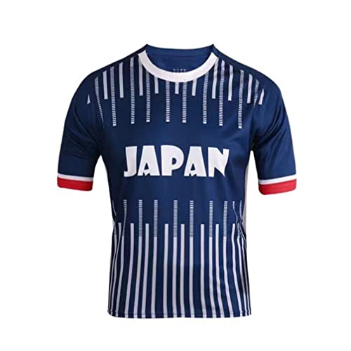 YuanDiann Qatar Copa Mundial de Fútbol Camiseta Fans Impresión Entrenamiento Deportivo Remeras de Futbol Secado Rápido Elástico Manga Corta Cuello Redondo World Cup T Shirt Japón XL