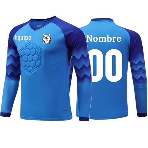 OPUTWDF Equipacion Portero Niño Personalizada Conjunto Camiseta Portero Futbol Hombre con su Nombre Número Equipo Número