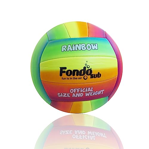 fondosub Balón Volley Ball, Pelota Voleibol Playa Cuero sintético Medida Oficial diseño Rainbow