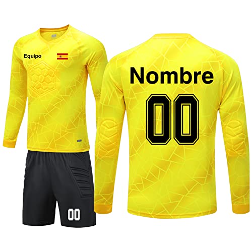 LAIFU Camiseta de Portero Personalizado Niño Hombre con Tu Nombre y Número Equipación Portero Personalizada Ropa de Portero de Futbol