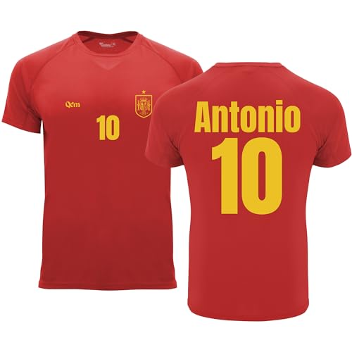 QCM PRODUTOS PERSONALIZADOS Camiseta de Fútbol Personalizada | España | Hombre | no Oficial | Deporte (S, Roja)