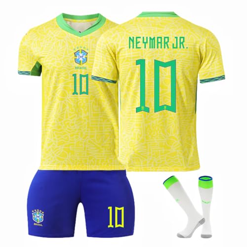 ENIXWH Camiseta de fútbol 2324 para niños, camiseta de Brasil con pantalones cortos, para niños y adultos, 10, 22