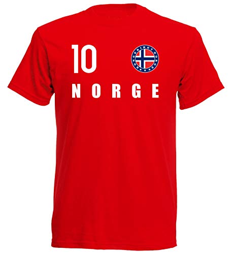 Nation Camiseta de Noruega con escudo FH 10 RO rojo XXL