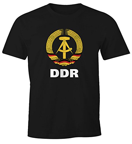 MoonWorks Camiseta para hombre, diseño del Mundial de la RDA Dr negro. XXXL