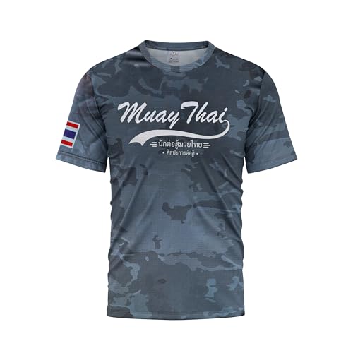 TAO MARTIAL Camiseta Muay Thai Dry Fit Top Manga Corta Diseño Camuflaje, carbono, L