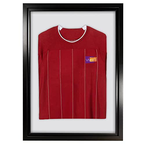 Vivarti DIY Junior Standard Sports Shirt Display Frame 50 x 70cm - Marco Negro, Marco Interior Negro, Tarjeta de Respaldo Blanco