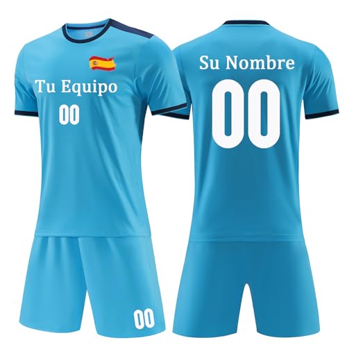 OPUTWDF Camisetas de Futbol para Niños Personalizadas Equipacion Futbol Niños Personalizada con Nombre Número Logotipo del Equipo