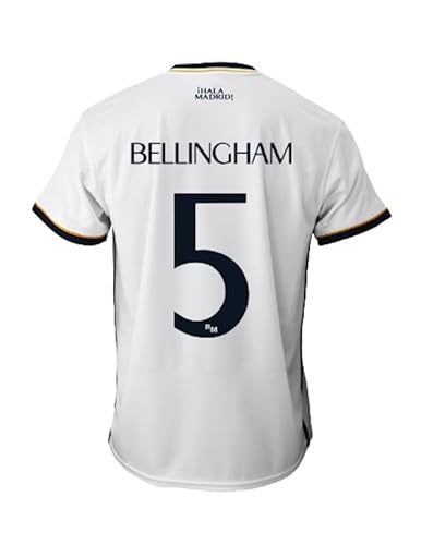 Real Madrid Camiseta Primera Equipación Temporada 2023-2024 - Bellingham 5 - Replica Oficial con Licencia Oficial - Adulto (M)