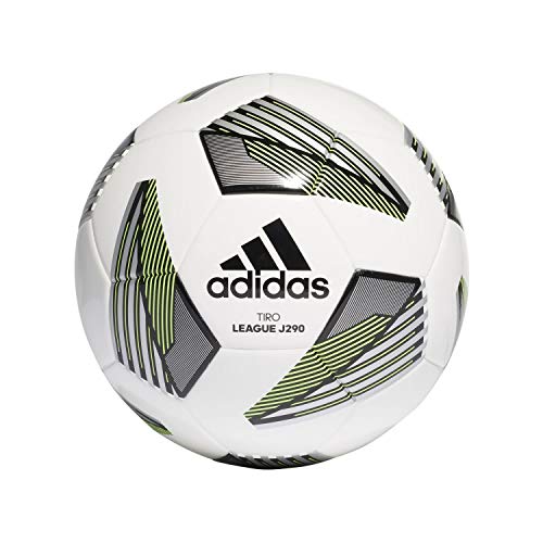 adidas Tiro LGE J290 Recreational Soccer Ball, Boy's, White/Black/Silver Met./Team Solar Green, 4