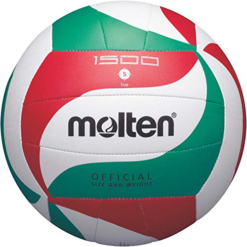 Molten V5M1500 Balón de Voleibol, Unisex, Blanco/Verde/Rojo, 5
