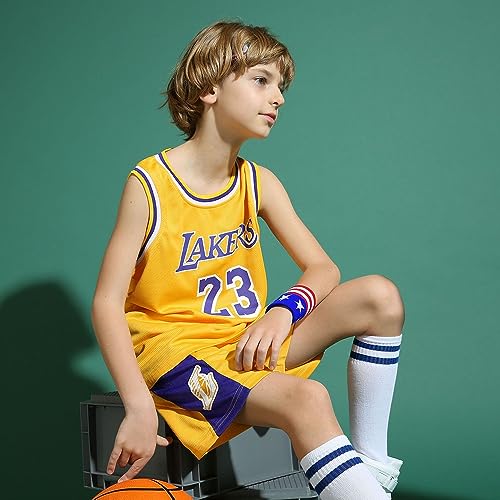 Camiseta Baloncesto - Conjunto para Niño 8-10 años, Trajes Sin Mangas con Pantalones Cortos, Equipación Amarilla, L/150