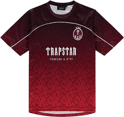 Fashion Brand Trapstar - Camiseta de manga corta para hombre, con logotipo impreso, Trapstar Tracksuit Casual T-Shirt Unisex, rojo, S